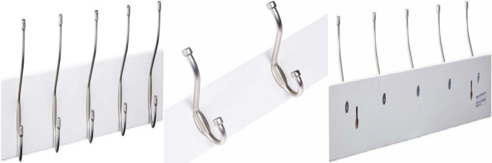 Farmhouse Wall Coat Rack with 5 Hooks in White by AmazonBasics-image