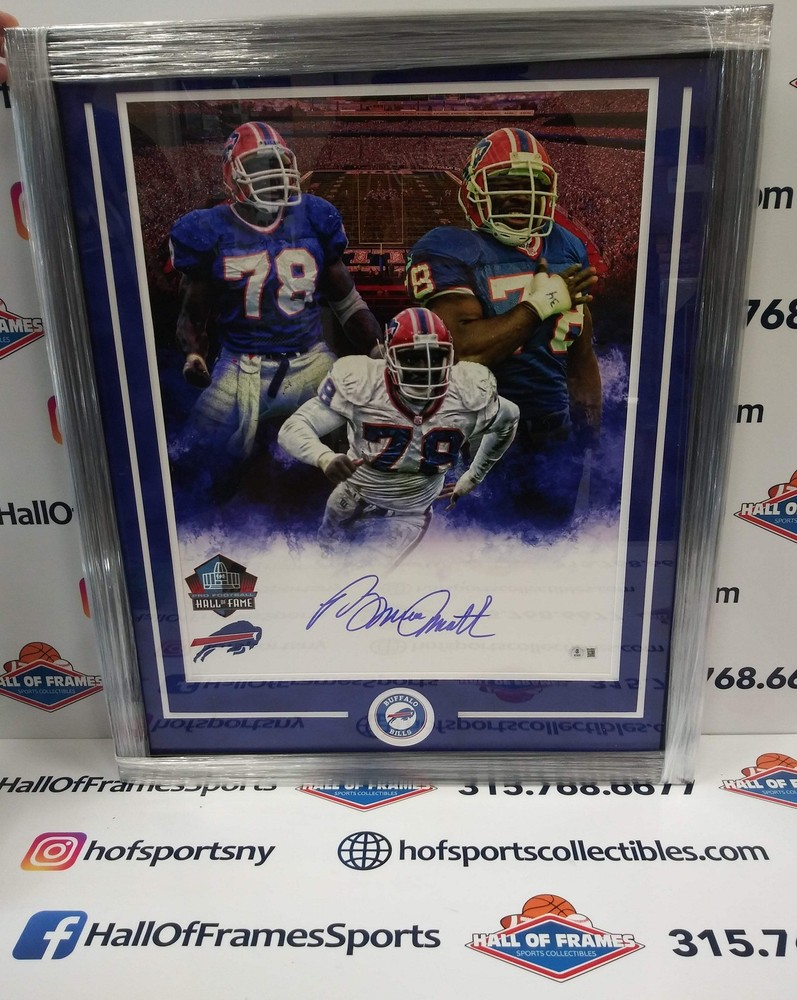 Bruce Smith Signed Hof Buffalo Bills Custom Framed 16X20 Beckett Coa