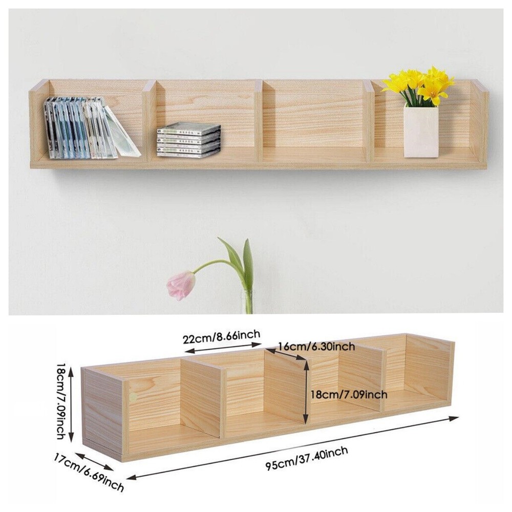 4-Cube Wall Mounted Media Shelf for CDs DVDs Books Storage  
