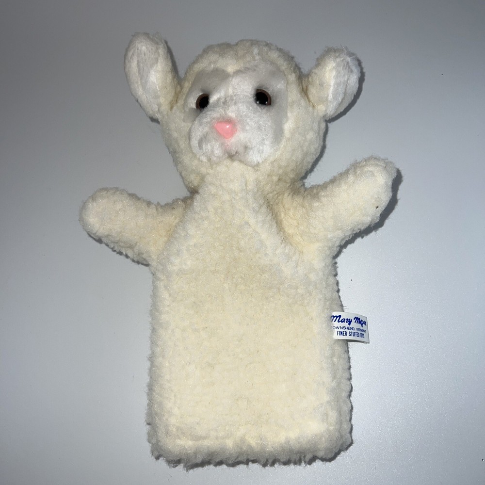 Lamb Sheep Hand Puppet Mary Meyer Plush Toy Stuffed Animal Cream 10”