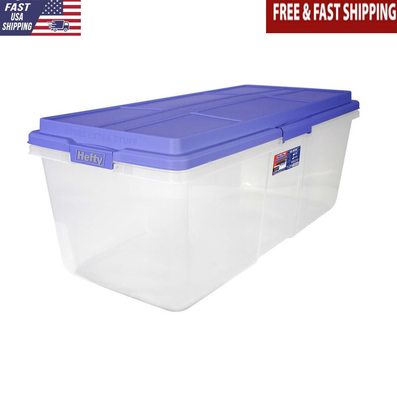 Clear 113 Quart Stackable Plastic Storage Bin with Secure Latches