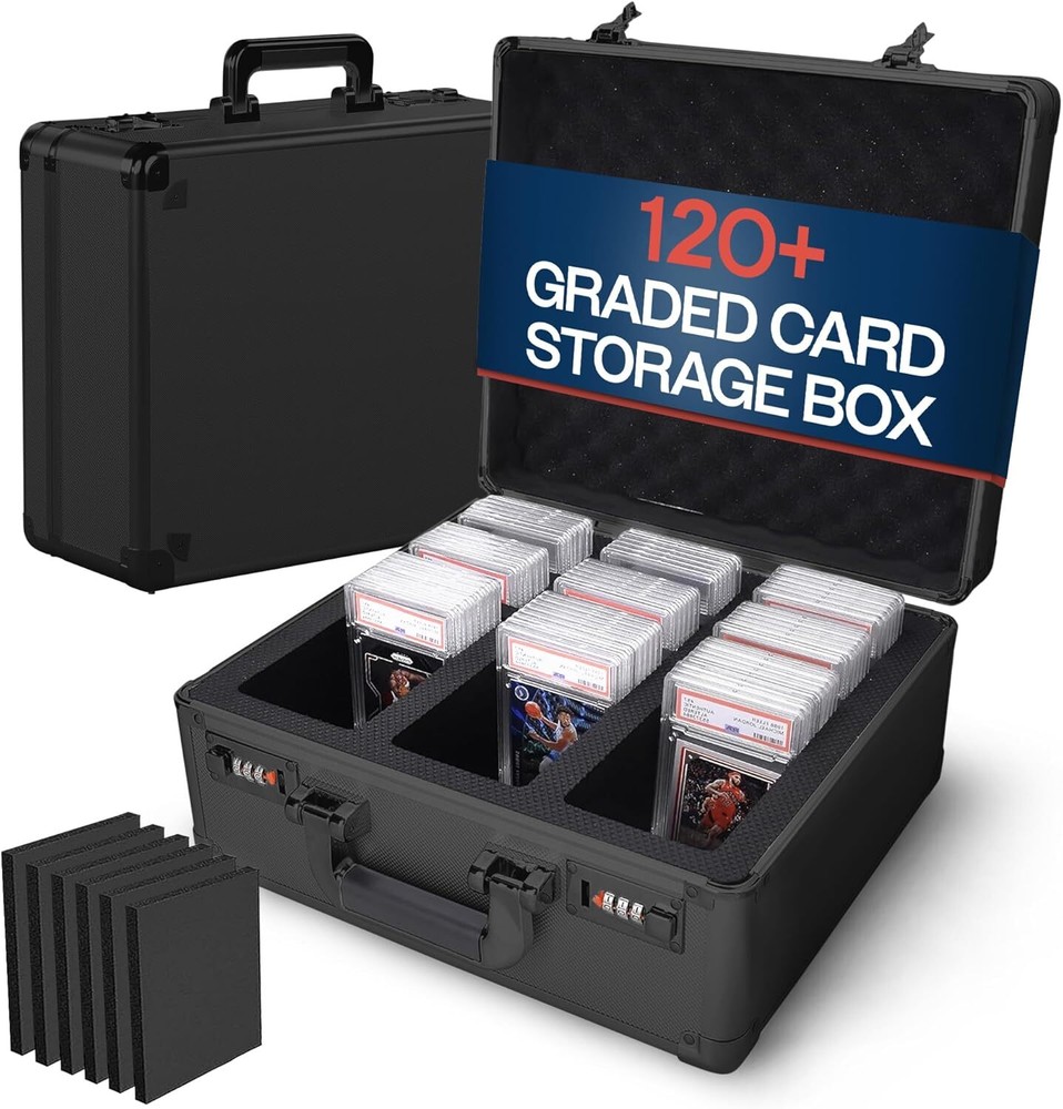 VALUN 120+ 3 ROW Graded Card Storage Box; Durable Sports, PSA Black