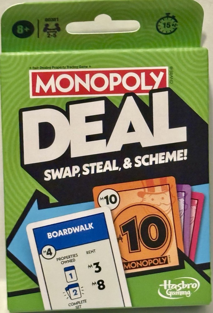 Monopoly Deal Card Game, Quick-Playing Family Card Game for 2-5 Players New!