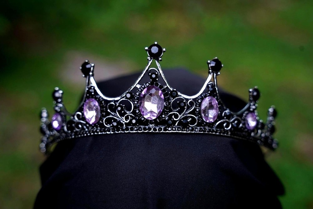 Gothic Purple Black Crystal Tiara Bridal Birthday Wedding Gift Diadem Cosplay