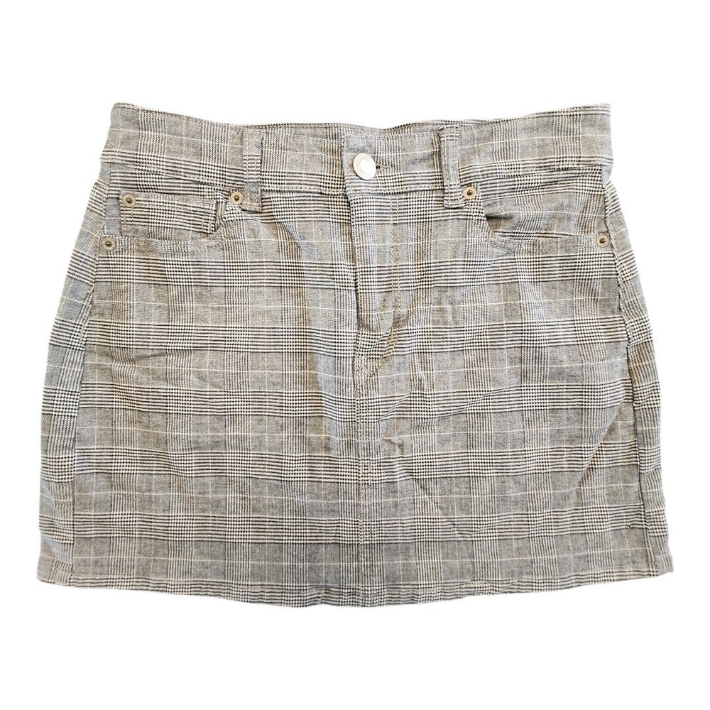 American Eagle Skirt Womens Size 4 Black White Plaid Hi Rise Mini Super Stretch