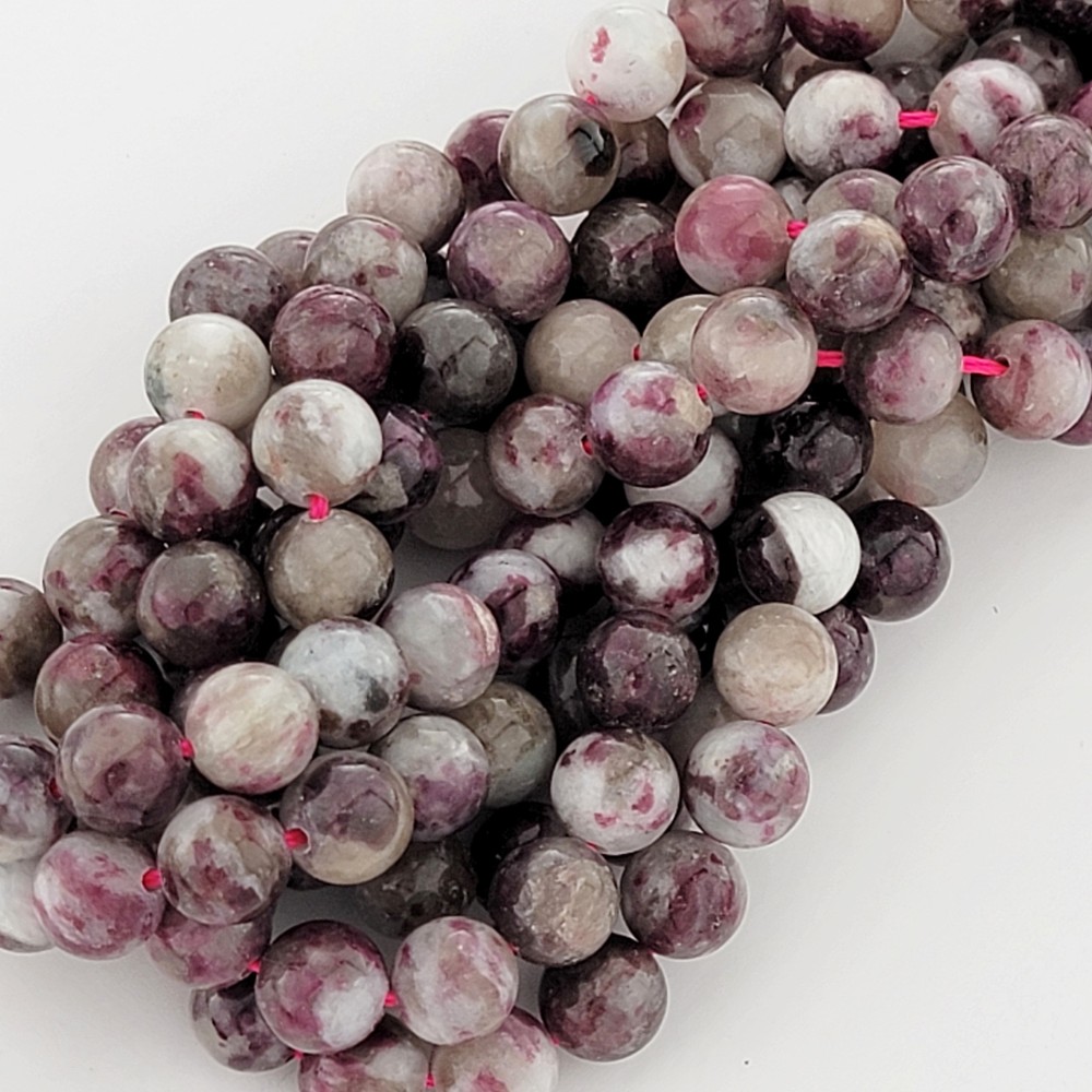Plum Tourmaline Beads Natural Smooth Round Gemstone Beads 6mm 8mm 10mm Rubellite