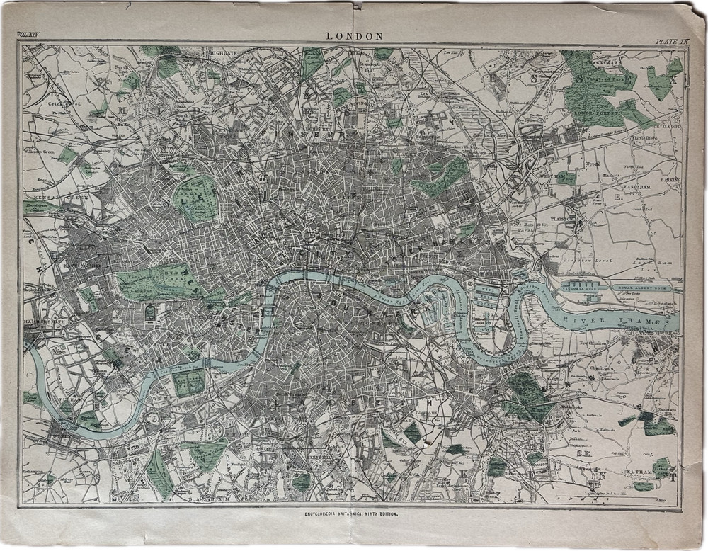 Late 19th Century London Antique Map Plan