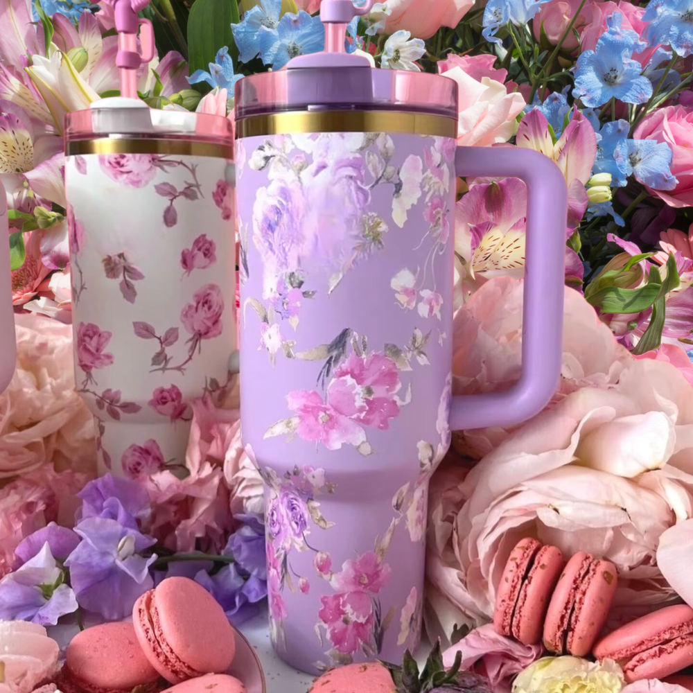 Love Shack Fancy Quencher Tumbler 40 oz Lids And Straws Mom Gifts Floral Tumbler