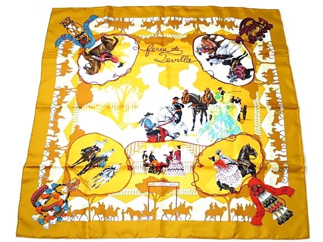 HERMES Scarf Carre H.de Watrigant 90×90   100% silk 556128