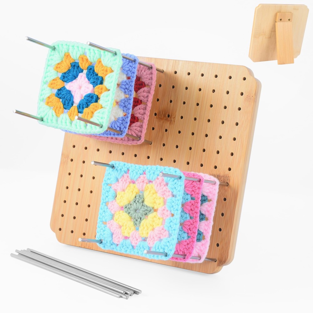 7.8-inch Crochet Blocking Board Kit with 15 Pegs and Pins for Knitting Projects