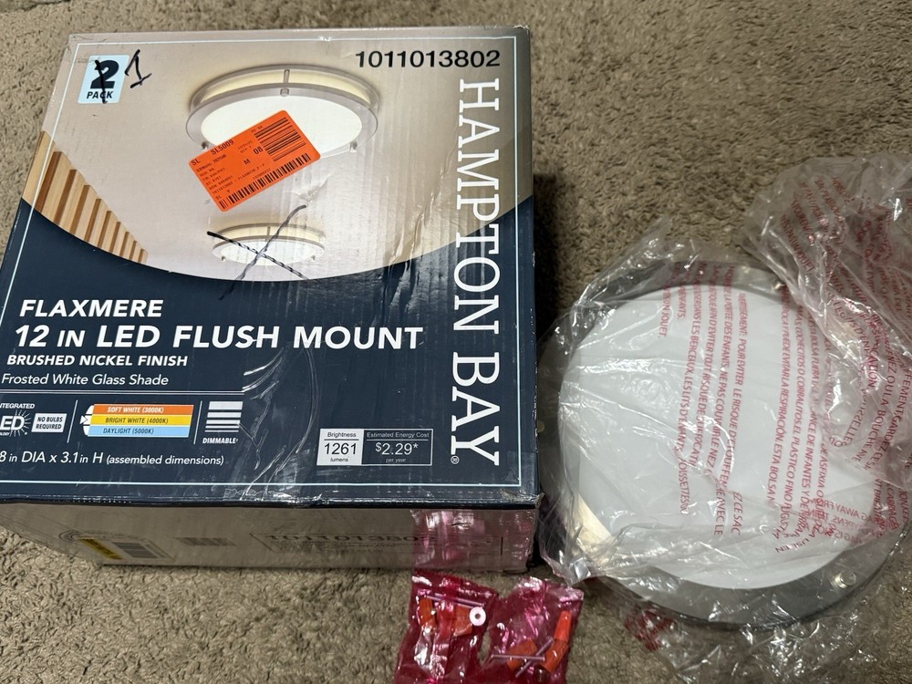 Flaxmere 12 in. Contemporary Brushed Nickel Selectable CCT Integrated LED Flush