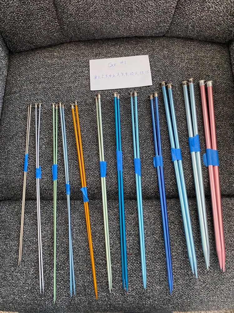 Set #1 Aluminum Knitting Needles Total of 12 Graduated sizes