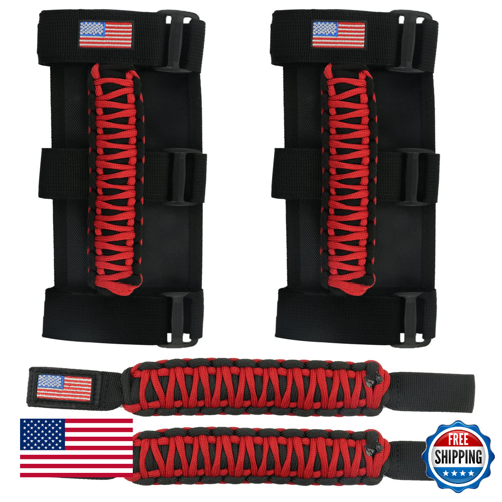 Jeep Wrangler Grab Handles Red - Headrest Grip for JLU JK JKU TJ YJ & Gladiator