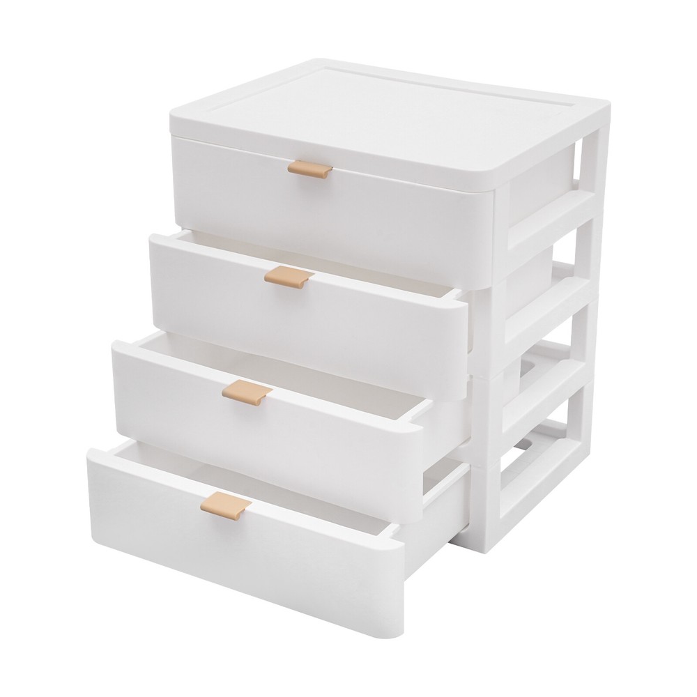 Large-Capacity Drawers Organizer with 4 Pull-Out Compartments, Durable PP