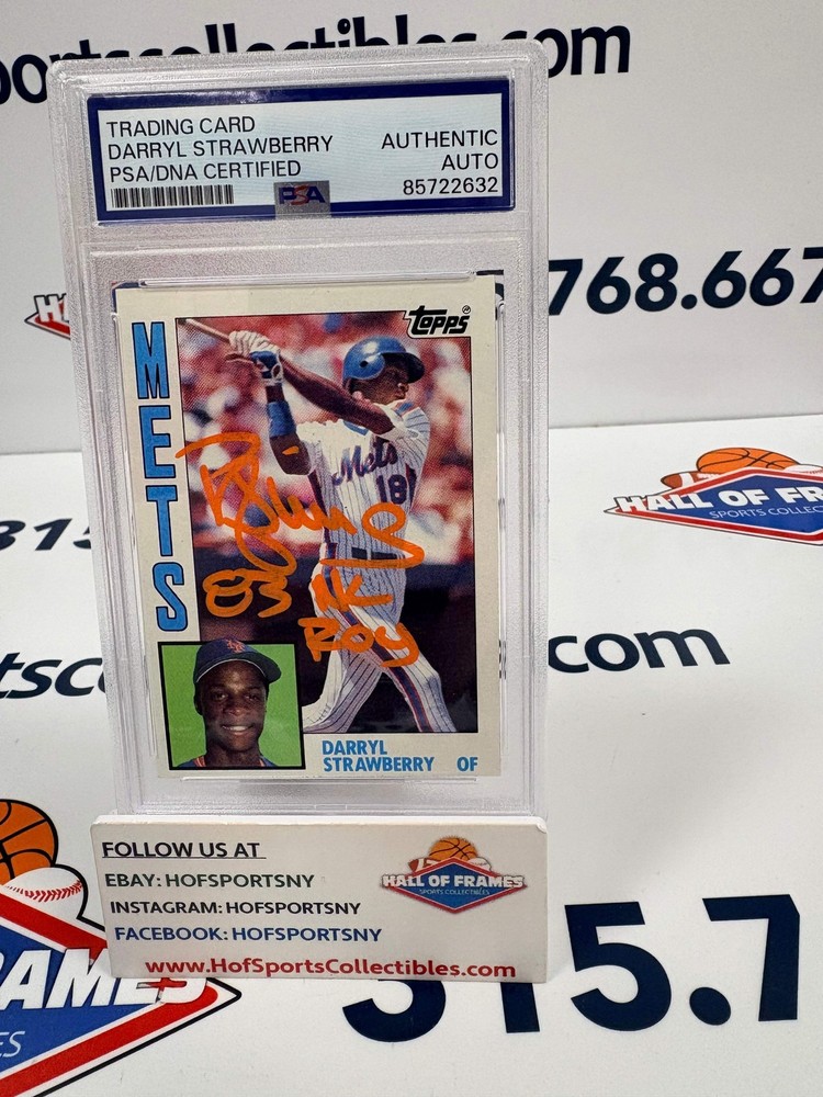 1984 Topps Darryl Strawberry Signed Rookie Insc. 83 Nl Roy Psa Slabbed