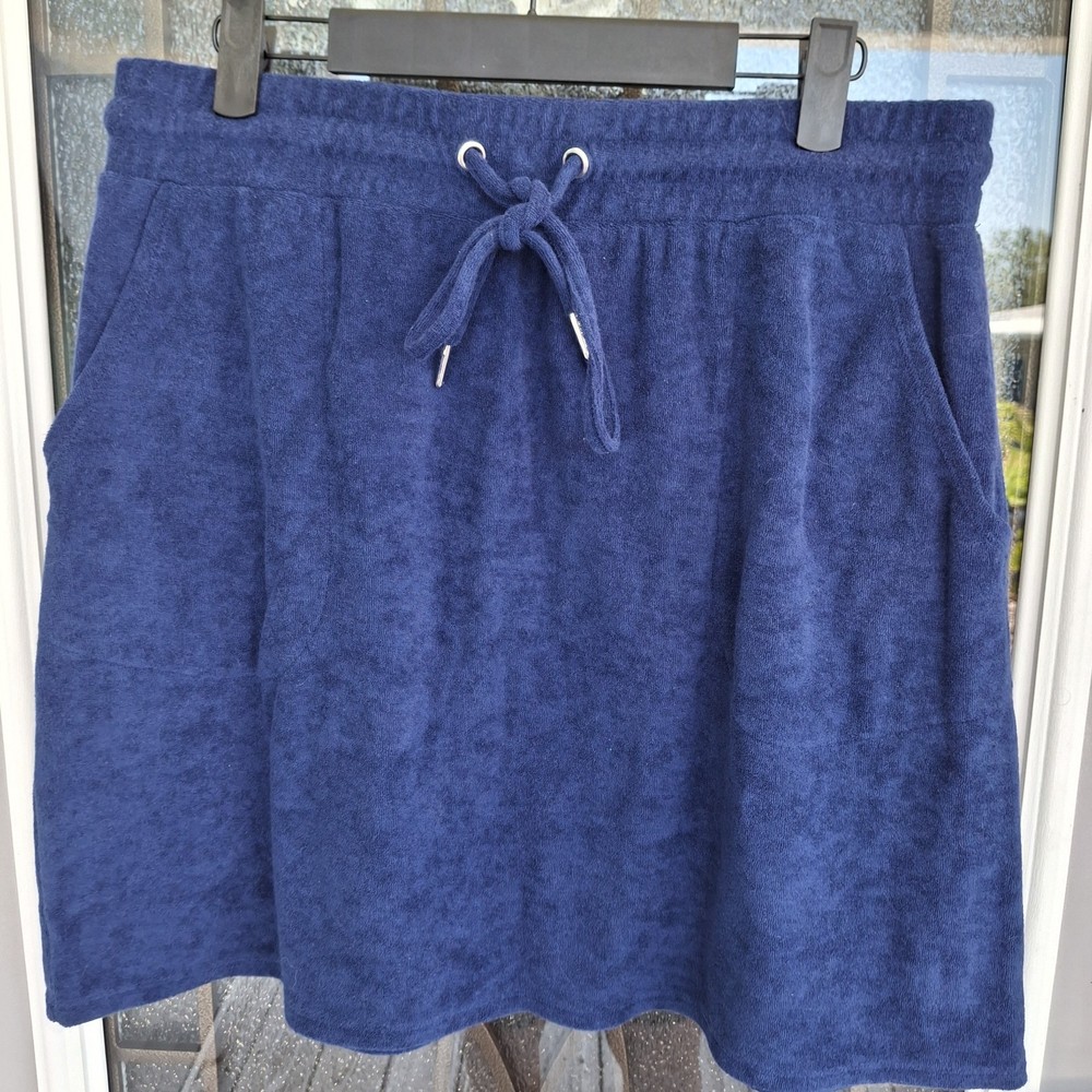 Belle Beach by Kim Gravel Navy Skirt w/Decorative Tie Front 2 Pockets NWOT Sz M