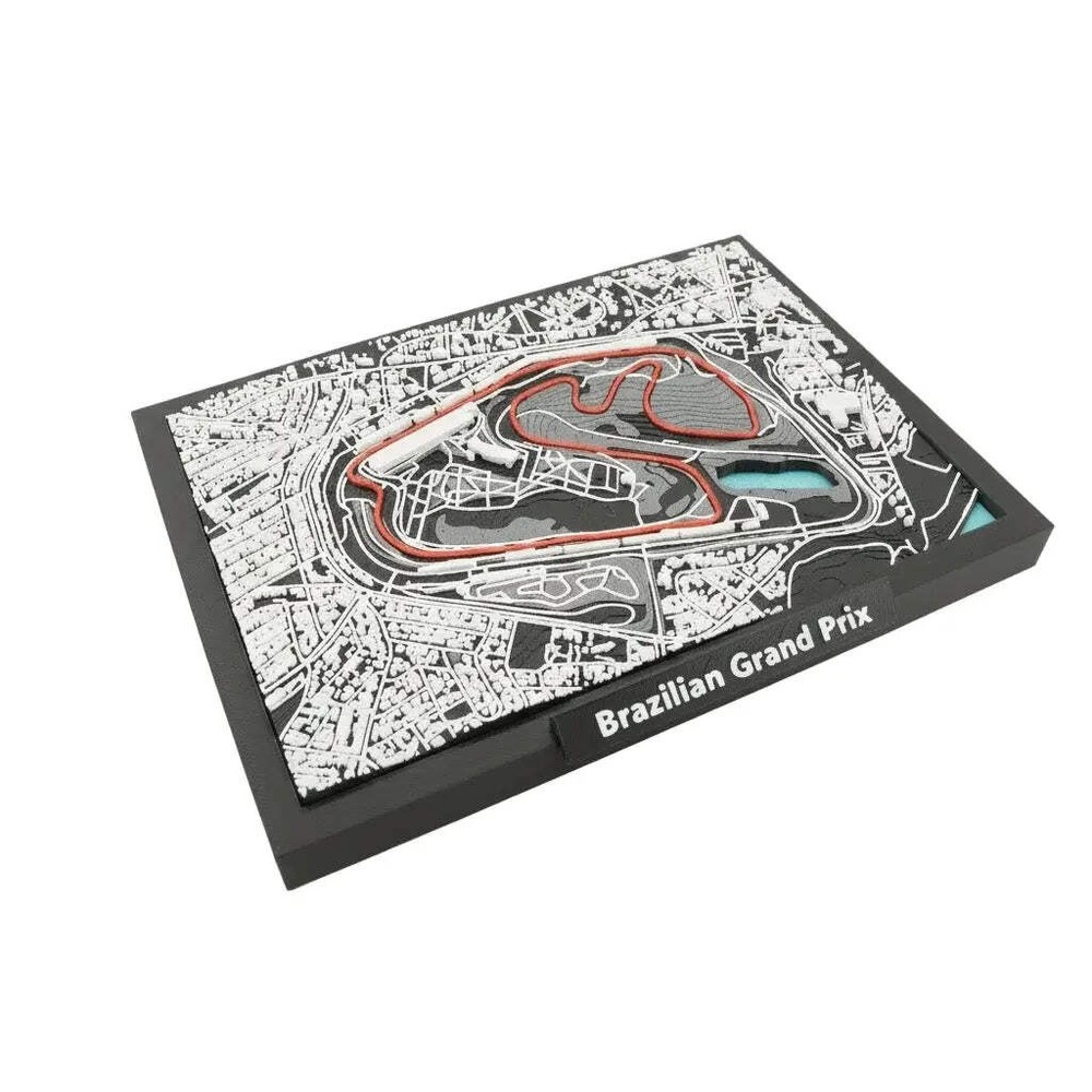 Brazilian Grand Prix 3D Track Map Model - Layered Topographic Racing Circuit Art
