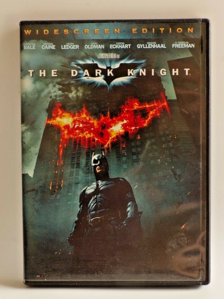 The Dark Knight DVD with Christian Bale Heath Ledger Aaron Eckhart Michael Caine