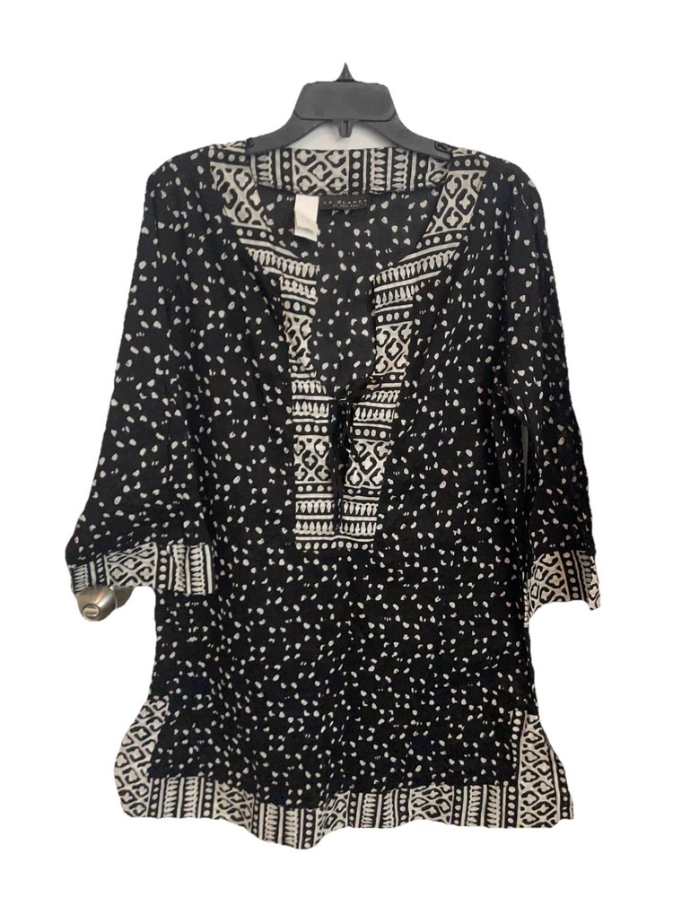La Blanca Womens Swimsuit Cover Up Kimono Black White Size L