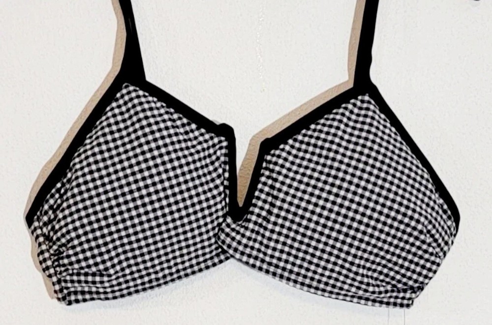 New Time & Tru Womens Adj Strap Black  White VWire Bikini Top Size L(12-14)