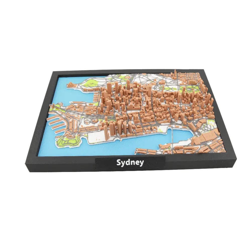 Sydney 3D City Map – Framed Miniature Skyline Model | Detailed Topographic Citys