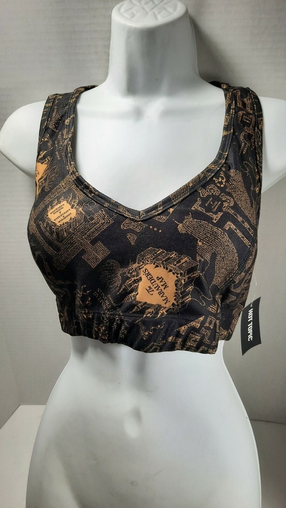 Harry Potter Marauder's Map Black & Gold Sports Bra Size L - Hot Topic-image