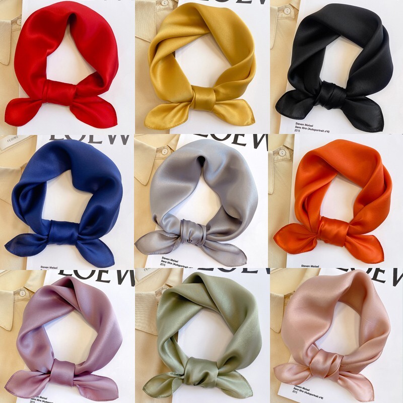 100% Pure Silk 21'' Square Scarf Women Kerchief Bandana Neckerchief Wrap Turban