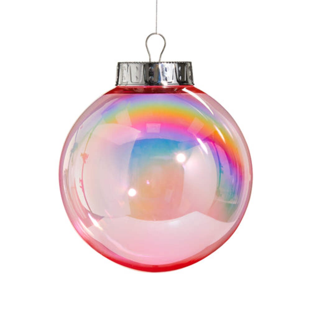 Shatterproof Seamless Bright Pink Iridescent Ball Ornament 8