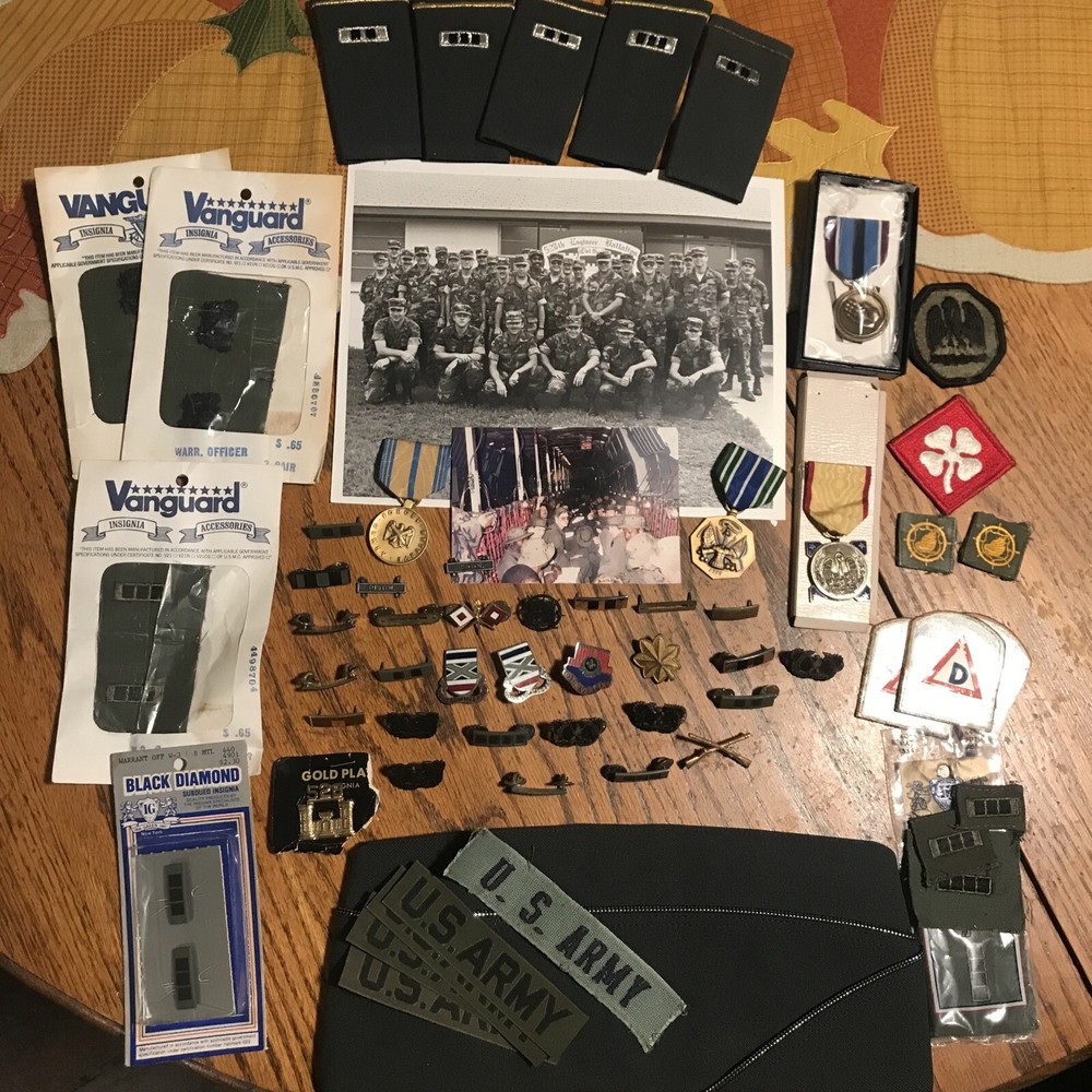 61 Piece Military Insignia, Photos, Patches, Etc Lot