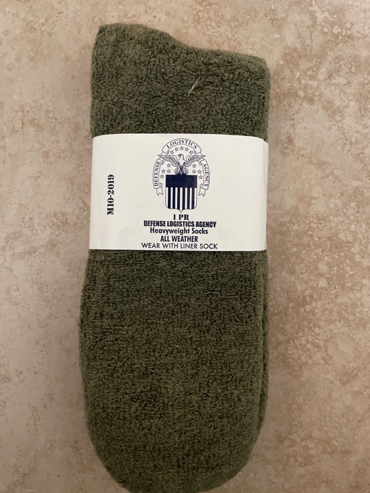 Defense Logistics Agency 4 Pairs Olive Drab Heavyweight Outer Socks Size 13-image