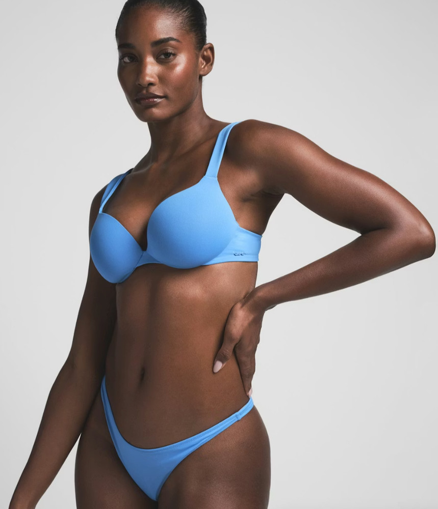 SKIMS Signature Swim Ultimate Push Up Bikini Top Tide Blue Size 40 / DD
