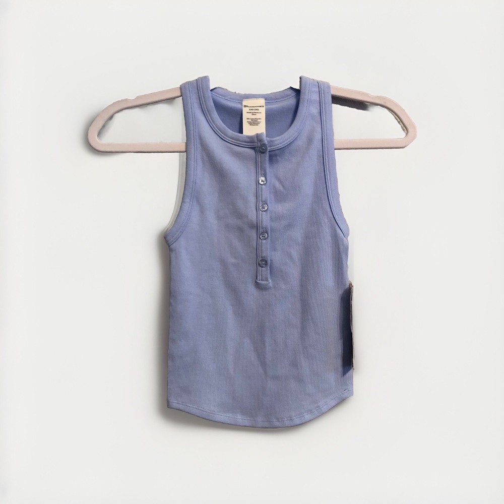 No Boundaries Juniors Seamless Henley Tank Top Womens Size XXS Cornflower Shirt