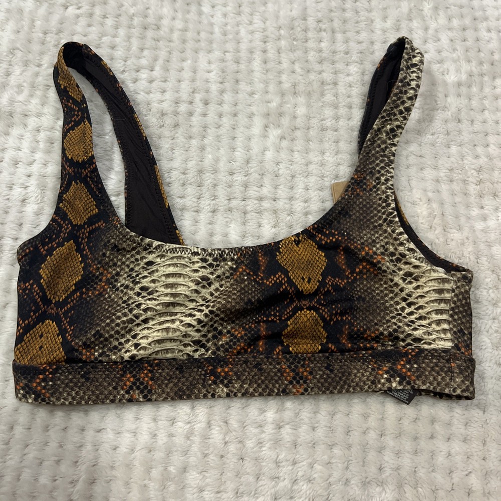 Skims Recycled Swim Tank Bikini Top Size XXS Desert Snake Print