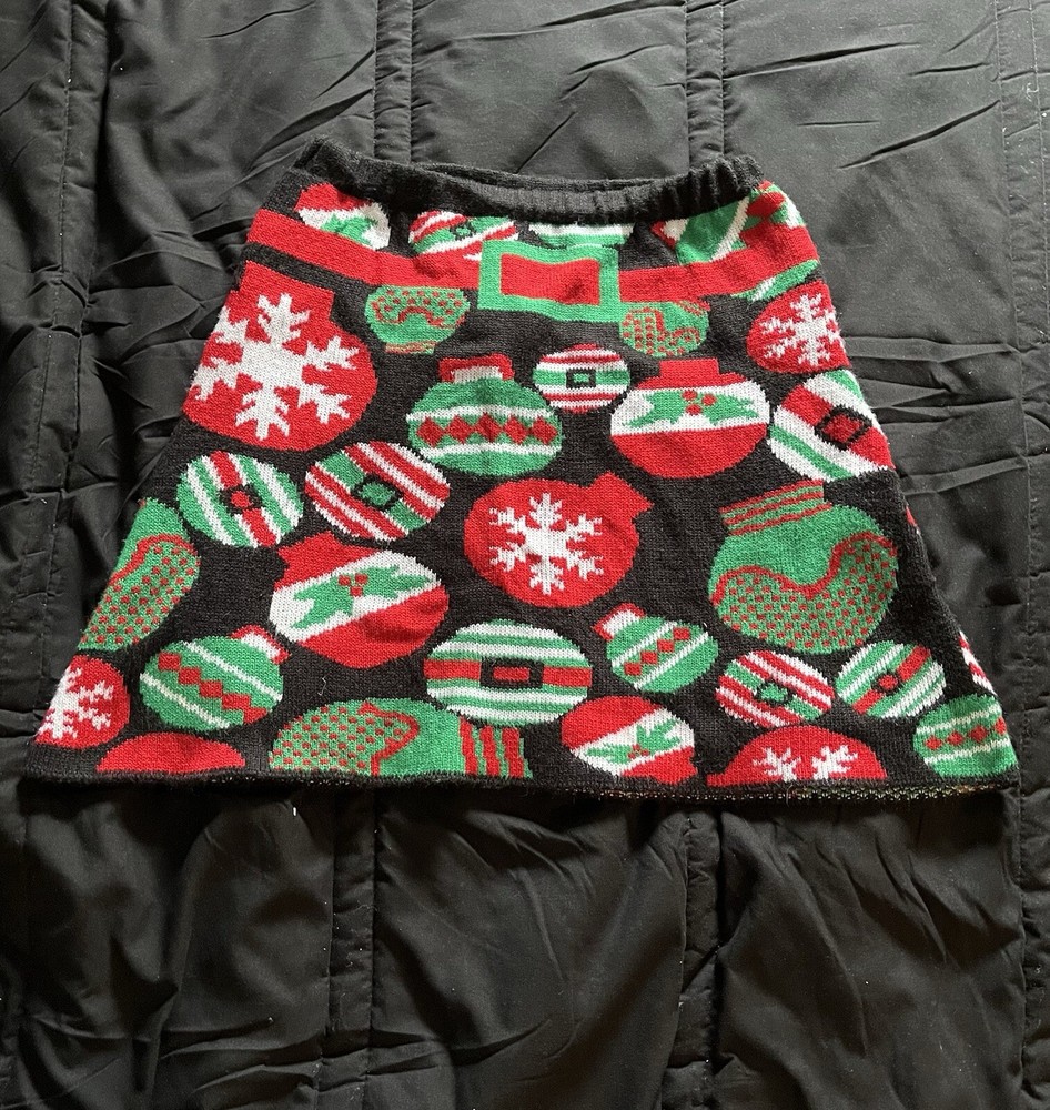 Festive Women’s Holiday Christmas Ornament Sweater Skirt Size Medium