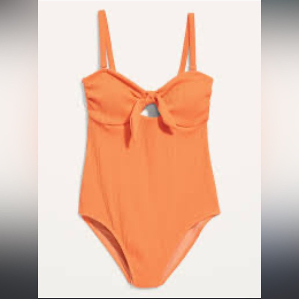 Old Navy NWT Tie Front Keyhole Bandeau Style One Piece Swimsuit Orange sz 2x