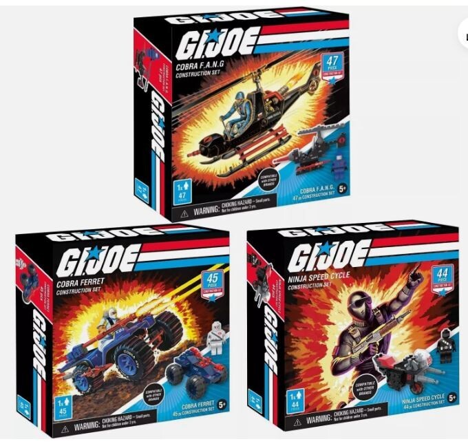 (3) GI Joe ~ Construction Set ~ Cobra F.A.N.G. & Ferret & Ninja Speed Cycle