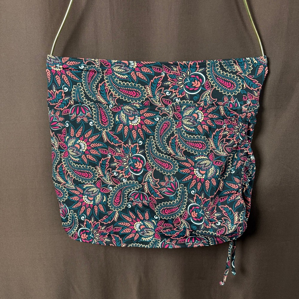 Lands' End Women's 2 Control Adjustable Swim Skirt Tummy Control Paisley Multico
