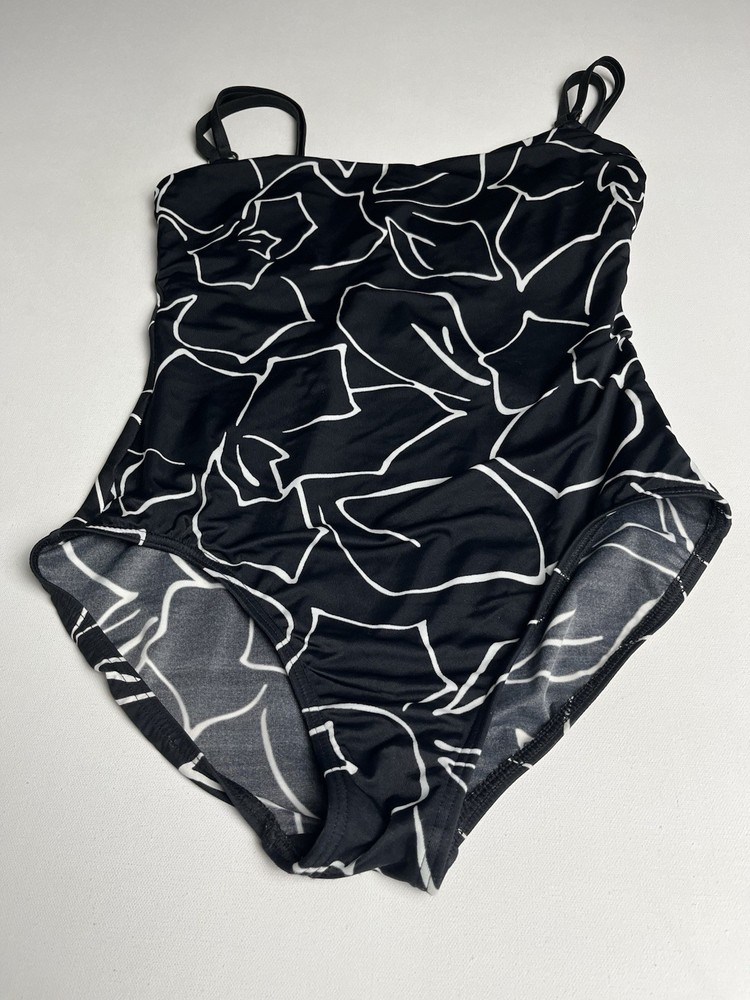 MiracleSuit Women Swimsuit Black/White Size 14  One-Piece