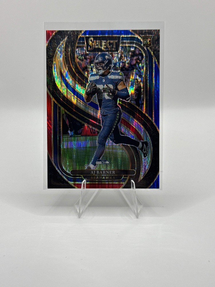 AJ Barner (Rookie) #103 Red Blue Prizm Shock Premier Level 2024 Panini - Select