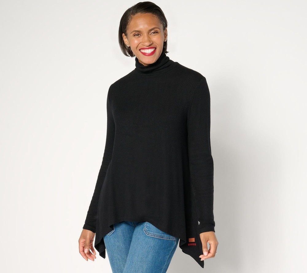 Peace Love World Womens Comfy Black Turtleneck Top Size 2XS A667936