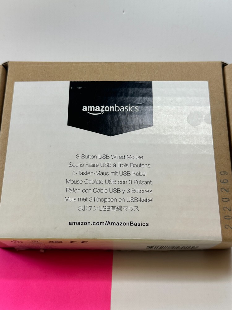 AmazonBasics B005EJH6RW 3-Button USB Wired Mouse Black - New Fast Ship-image