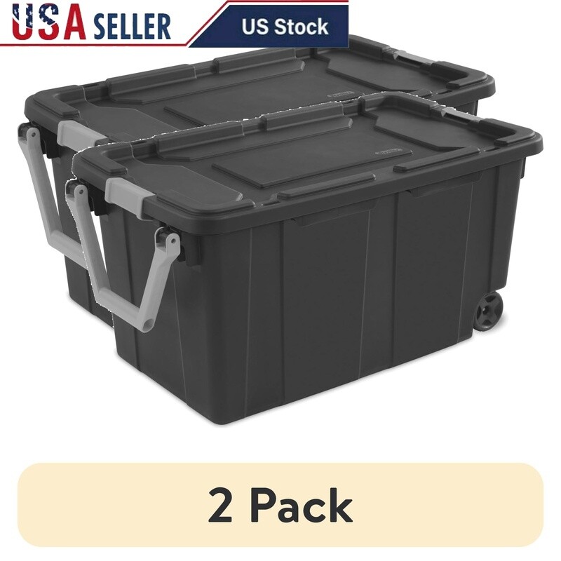 40 Gallon Heavy Duty Wheeled Tote for Industrial Storage Garage Camping Tools