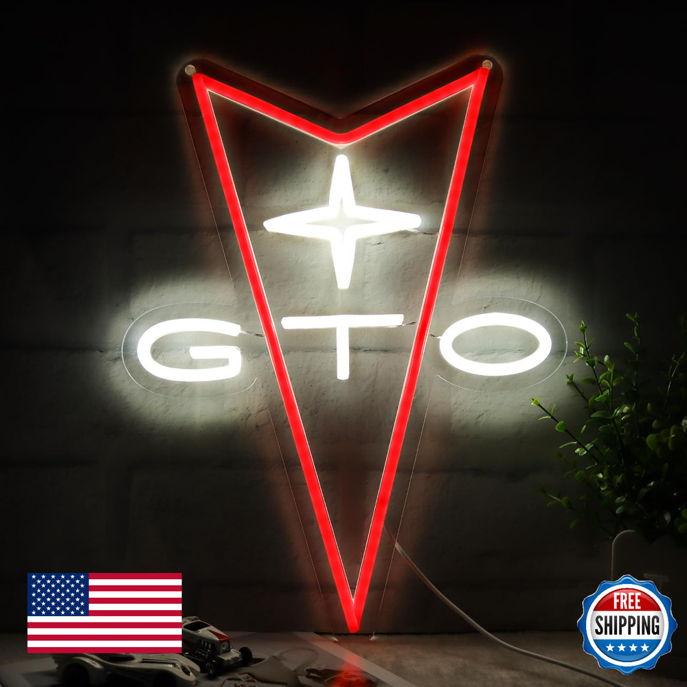 AHlove GTO Neon LED Car Sign for Store Wall Decor Man Cave Garage 16*12in