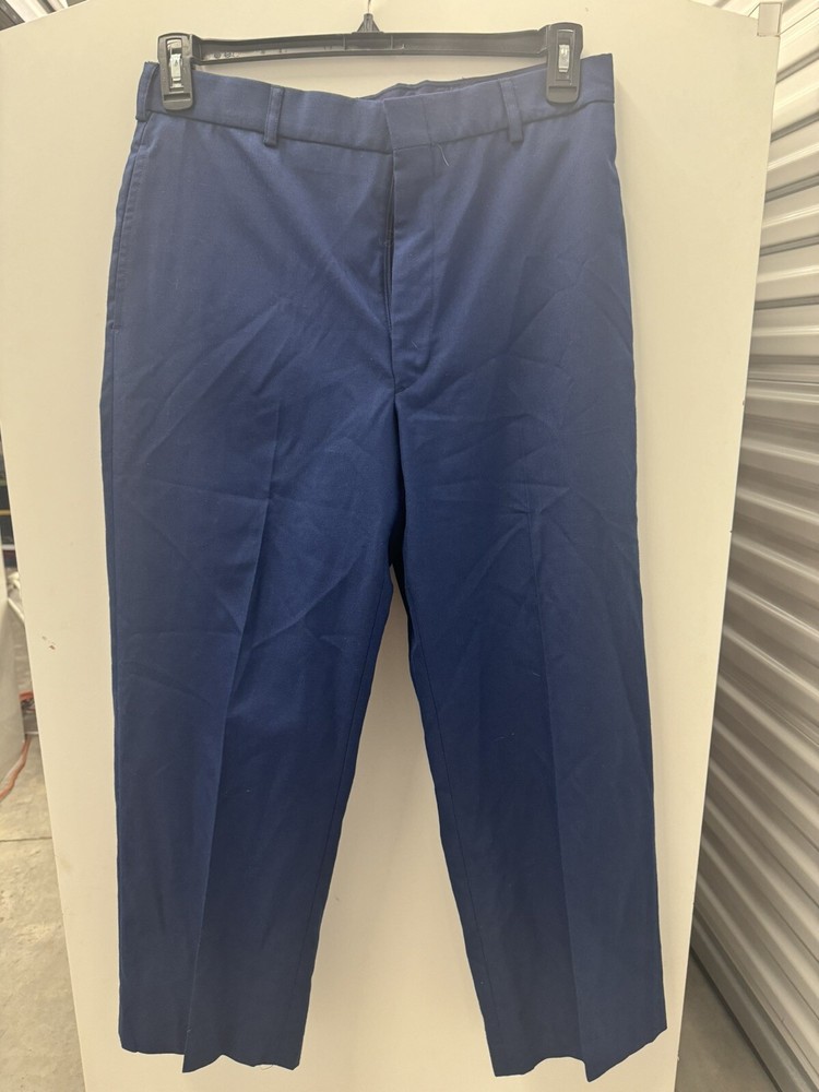 DLA Men's 34S Navy Blue Flat Front Military Style Pants-image