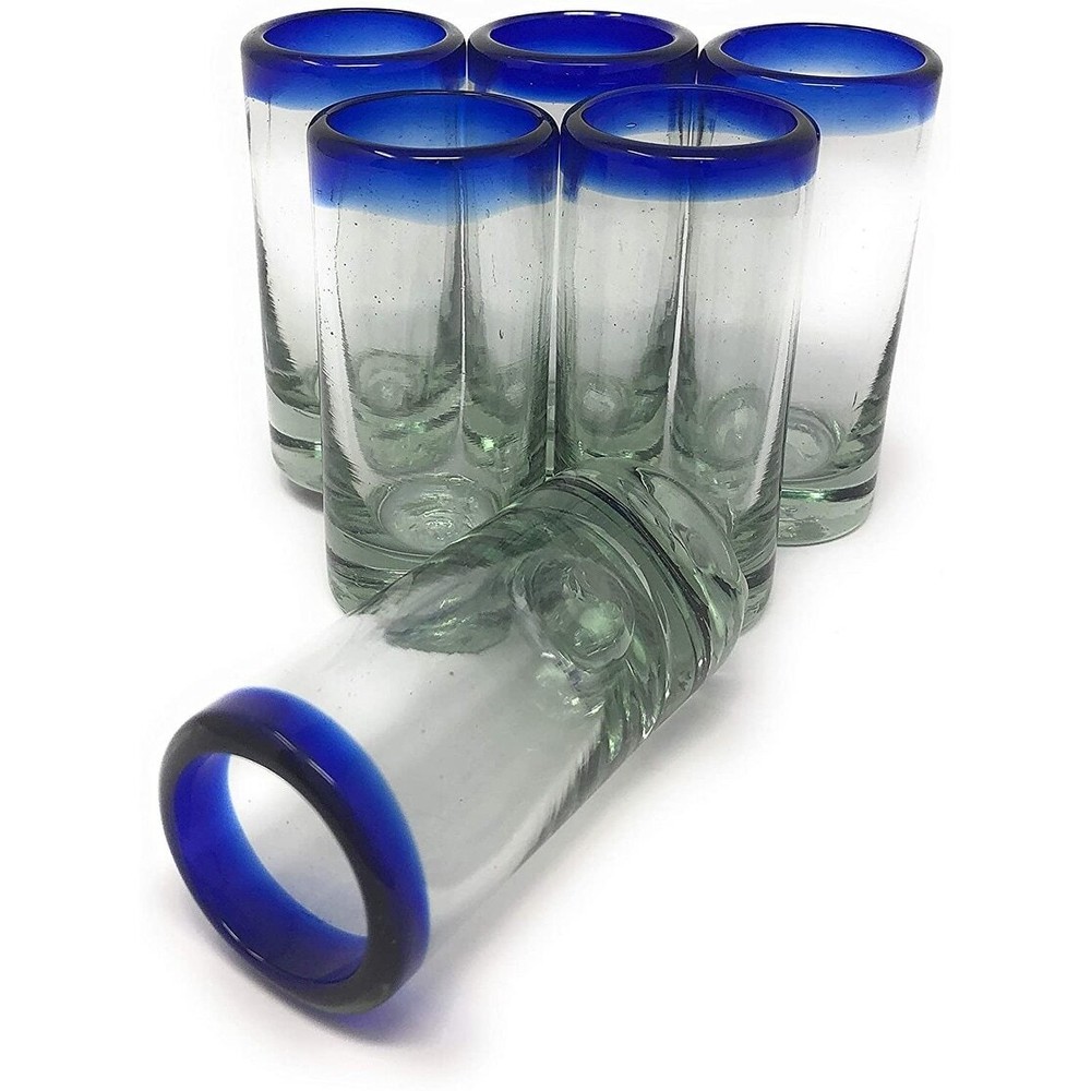 Dos Suenos Hand Blown Mexican Tequila Shot Glasses - Set of Blue