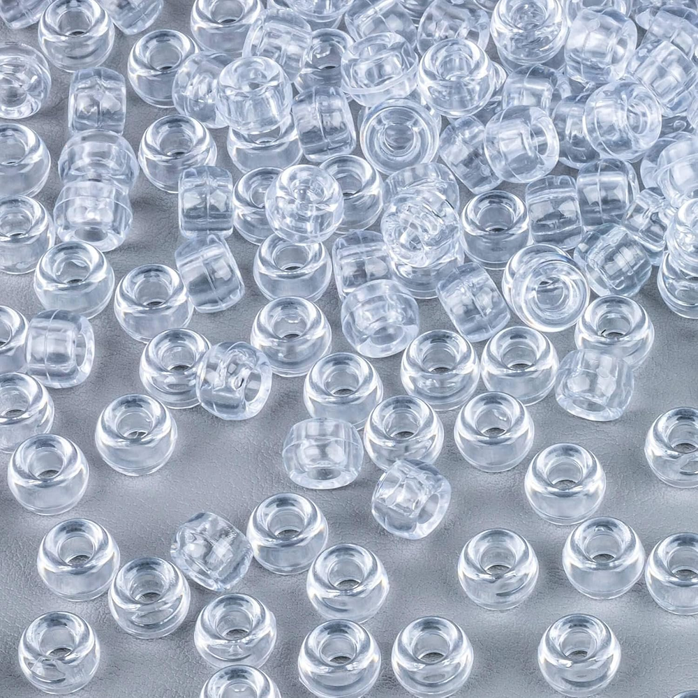 1000+ Pcs 6x9mm Clear White Pony Beads for Bracelets DIY Crafts