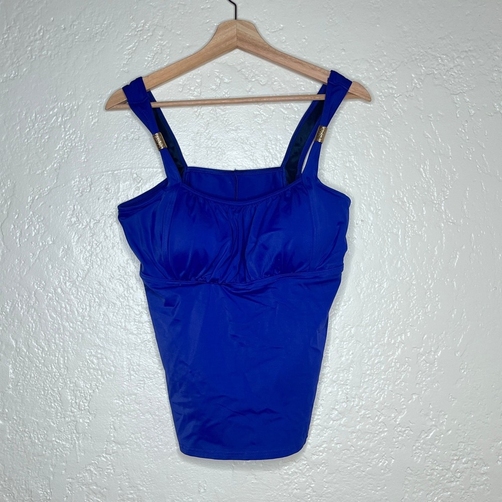 Lands' End Tankini Swim Top Supportive Classic Beach Women Blue Size 16
