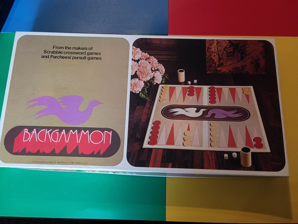 Vintage Backgammon Selchow & Righter 1975 Board Game Complete