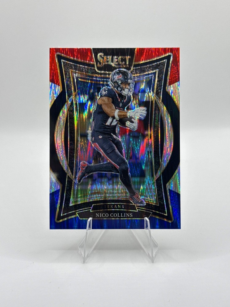 Nico Collins #86 Red Blue Prizm Shock Concourse Level 2024 Panini - Select Footb