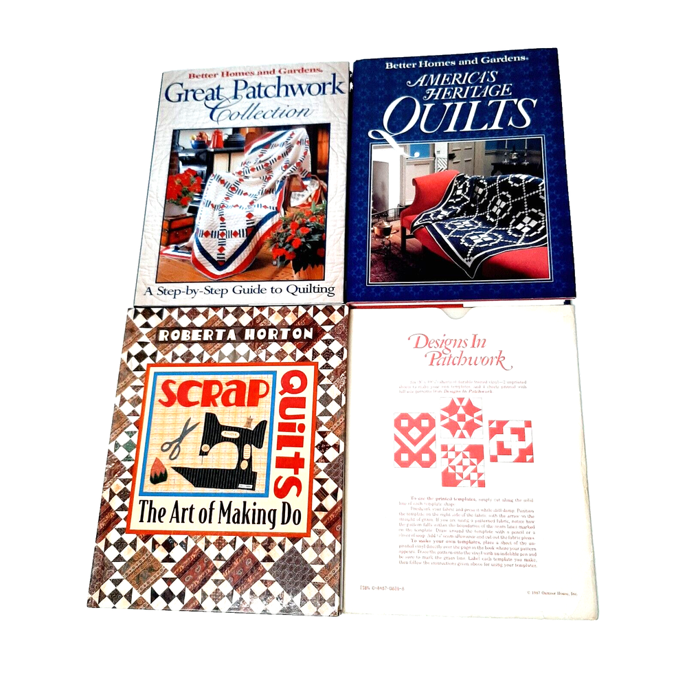 Quilting Sewing Quilts Bundle Lot of 3 Hardcover Books & Fabric Pattern Set
